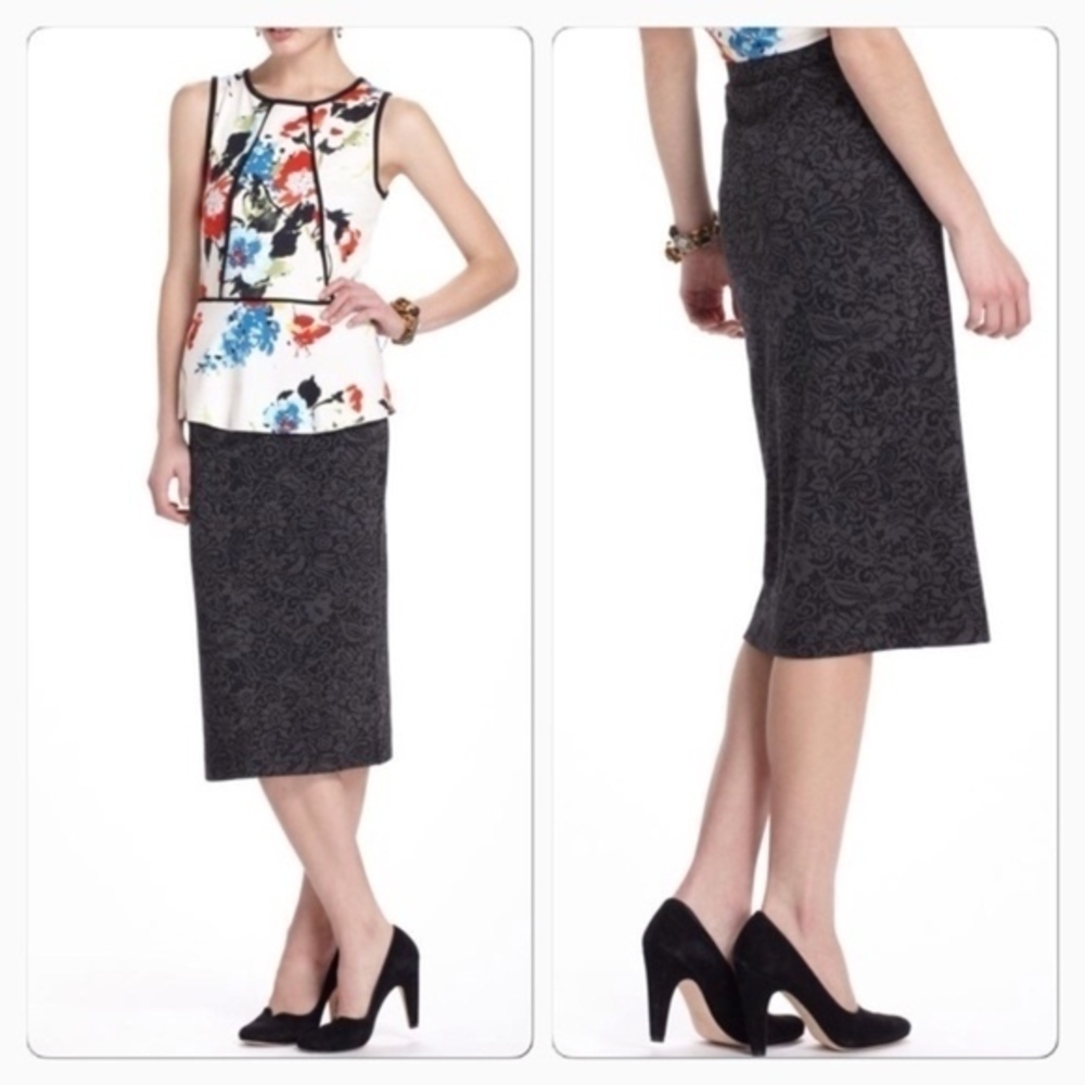 Anthropologie Bordeaux Black Lace Burnout skirt xs